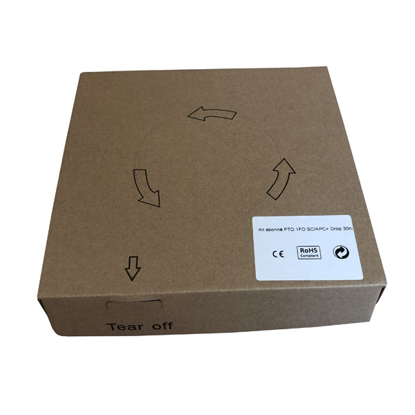 FTTH ont box 4 FO Kit-Preterminated Wall Outlet box with SC adapter and 4.0mm white Drop ont cable