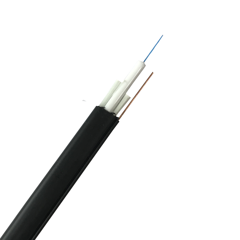 FTTH Outdoor Flat Fiber&Power Toneable Cable with 2FRP Singlemode Aerial Unit Tube Flat Drop Cable